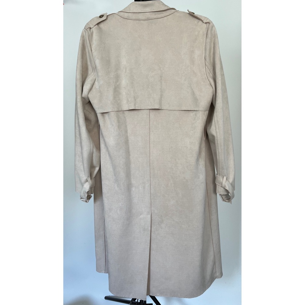 Philosophy Republic Clothing Faux Suede Trench Coat Beige Duster Jacket Large